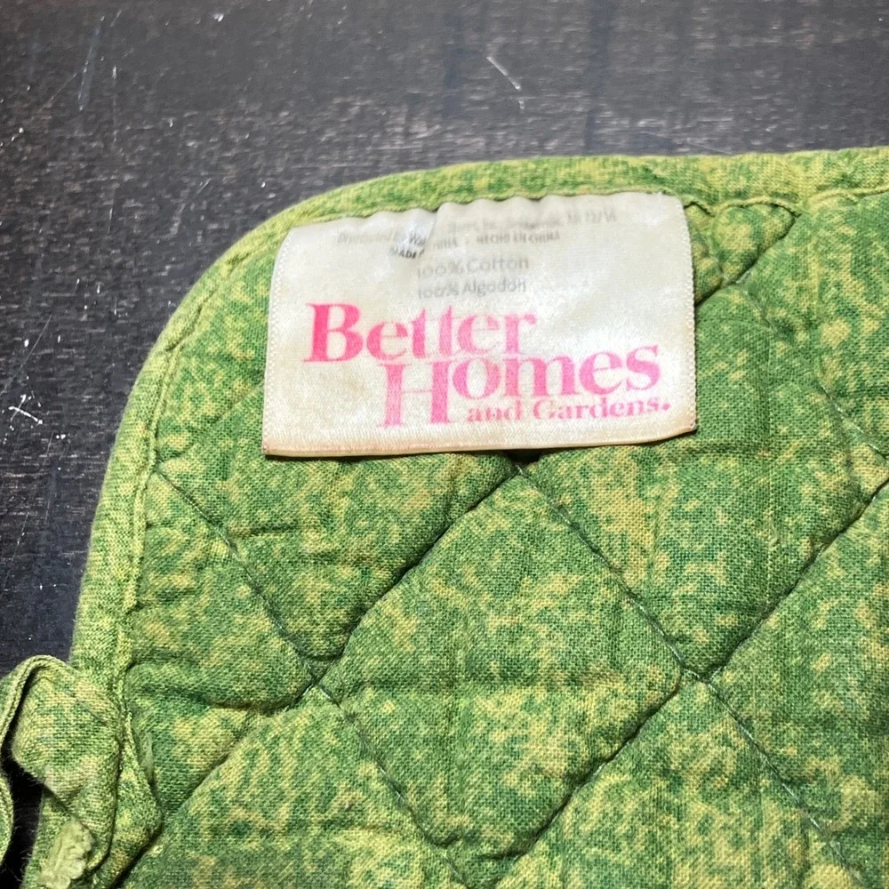 Better Homes and Gardens Pot Holder Set Green Fruit Pear Grape Quilted Vintage